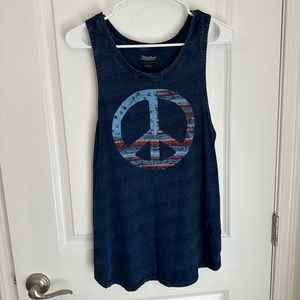 Lucky Brand Blue Peace Sign Tank - Size L